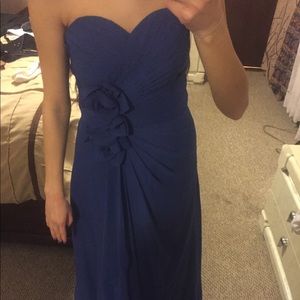 Chiffon dress with flowers and cascading ruffles